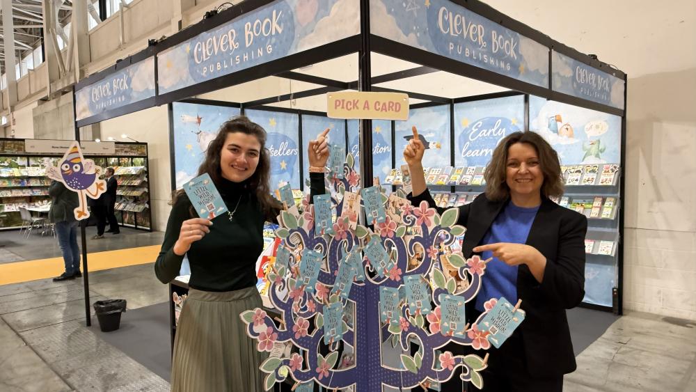 "Clever Book booth at Bologna Children's Book Fair – Little Wild Wisdoms tree